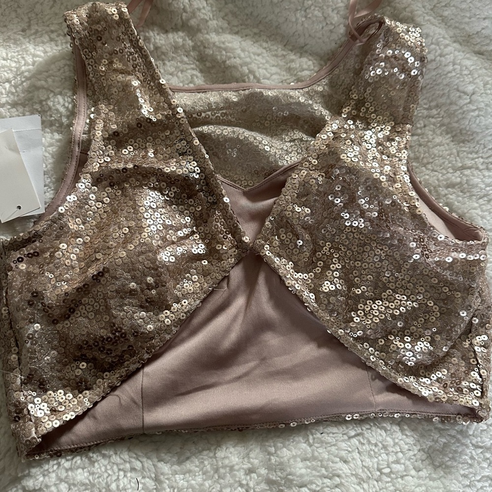 Crop top sequined rose gold - Picture 2 of 3